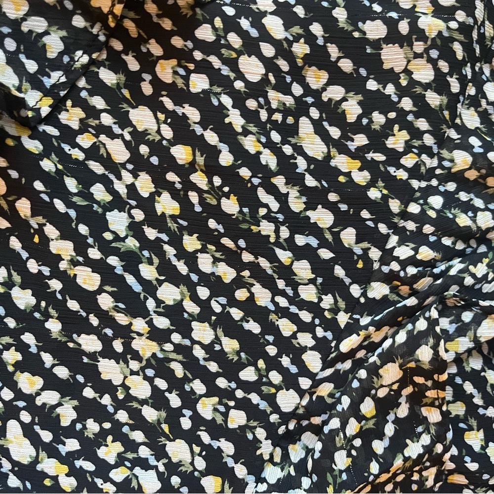 Black and Yellow Floral Patterned Fabric
